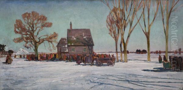 Winter Landscape Oil Painting by Henryk Szczyglinski