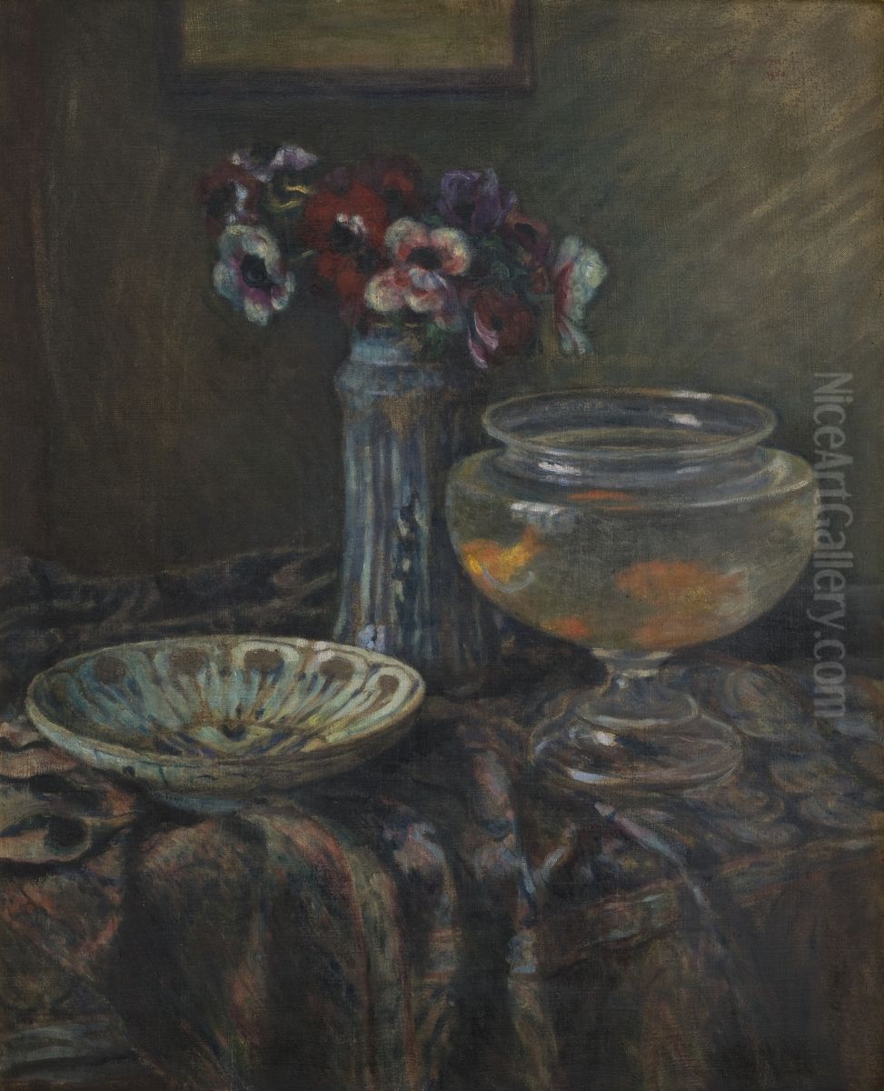 Anemones Oil Painting by Jozef Pankiewicz