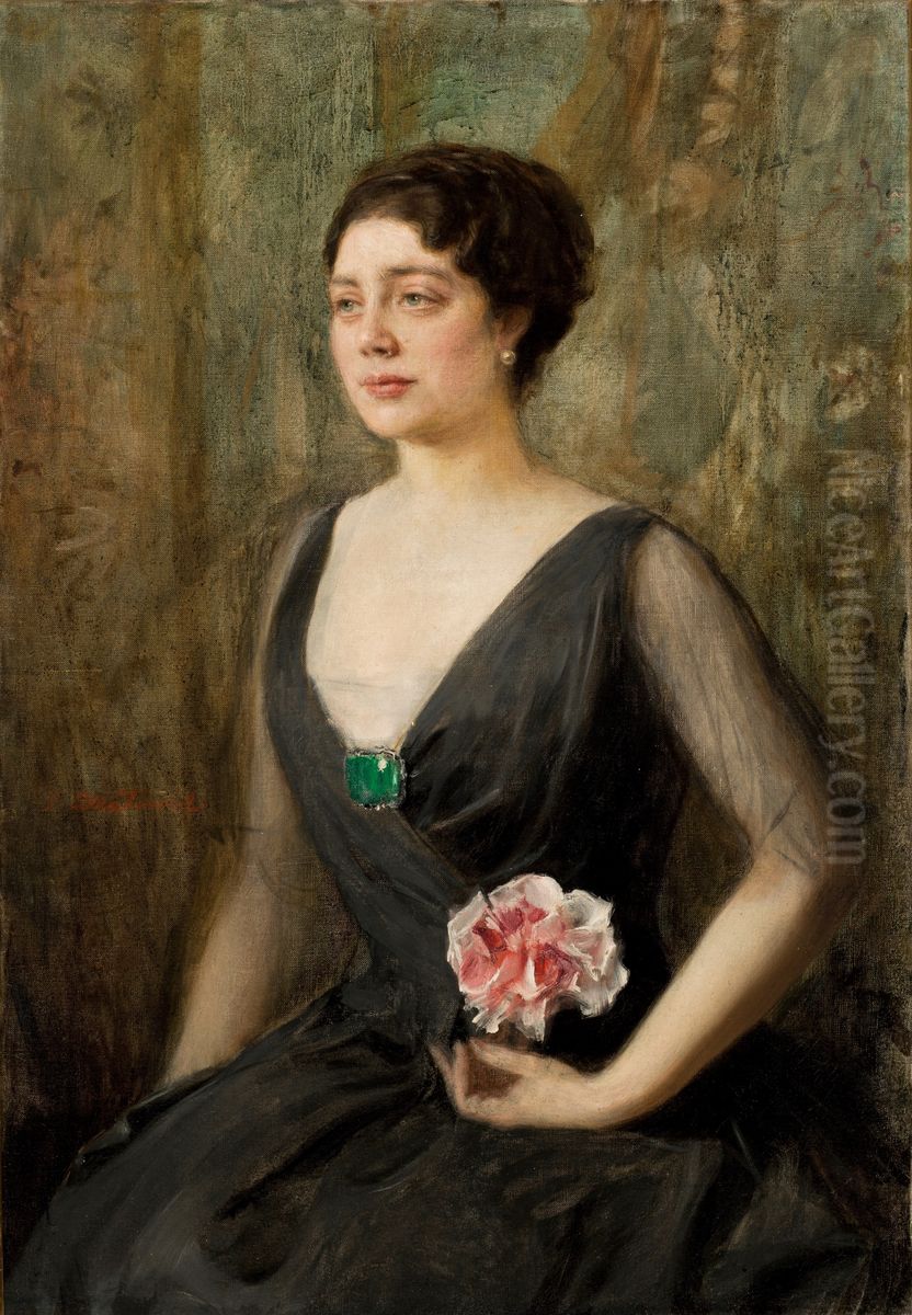 Portret Izabeli Szembekowej Oil Painting by Teodor Axentowicz