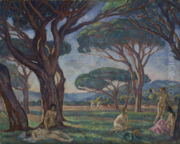 Landscape from Provence with Idyllic Scenes Oil Painting by Jozef Pankiewicz