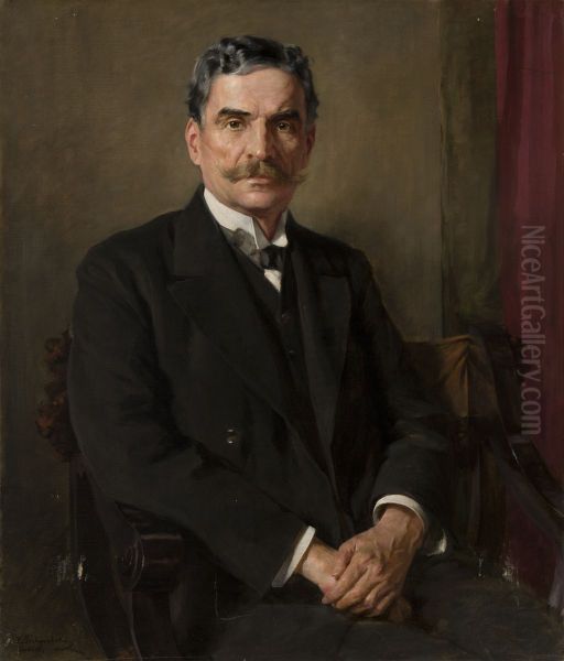 Portrait of Jozef Pakies Oil Painting by Kazimierz Pochwalski