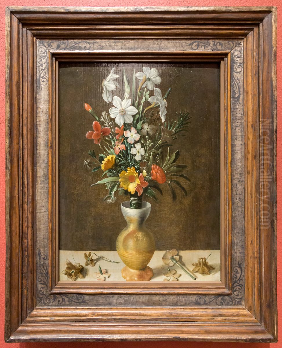 Blumenstrauss in Tonvase Oil Painting by Ludger Tom Ring the Younger