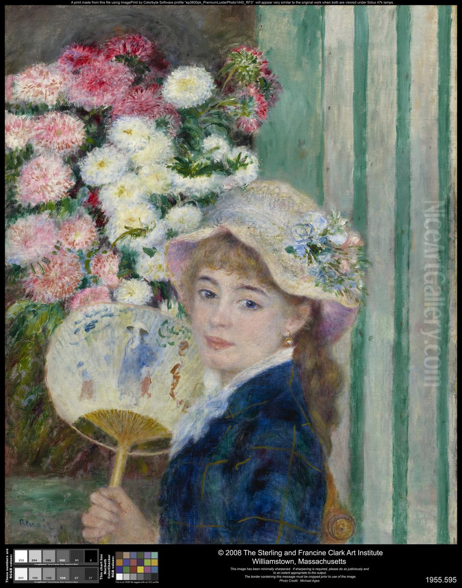 Woman with a Fan Oil Painting by Pierre Auguste Renoir