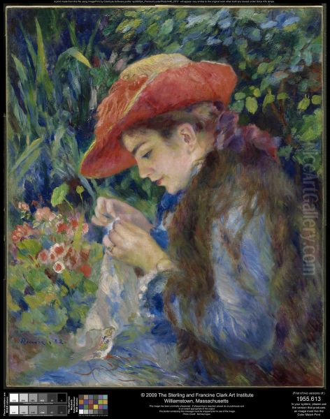 Marie-Therese Durand-Ruel Sewing Oil Painting by Pierre-Auguste Renoir