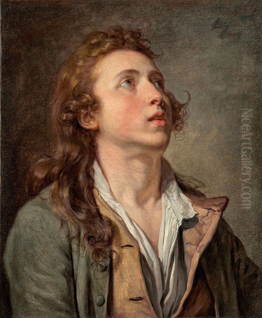 Study of a Young Man Oil Painting by Jean-Baptiste Greuze