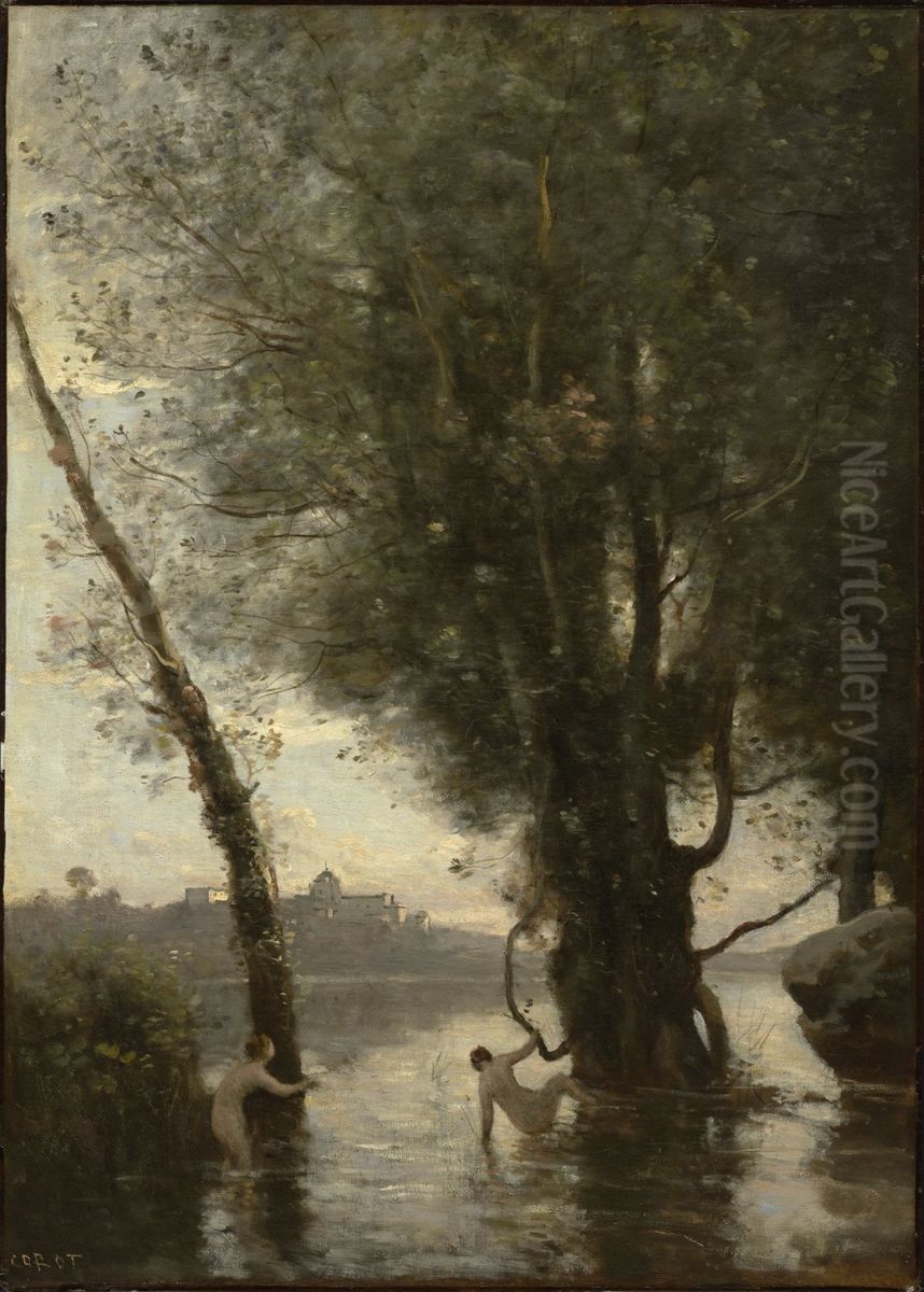 Bathers of the Borromean Isles Oil Painting by Jean-Baptiste Camille Corot