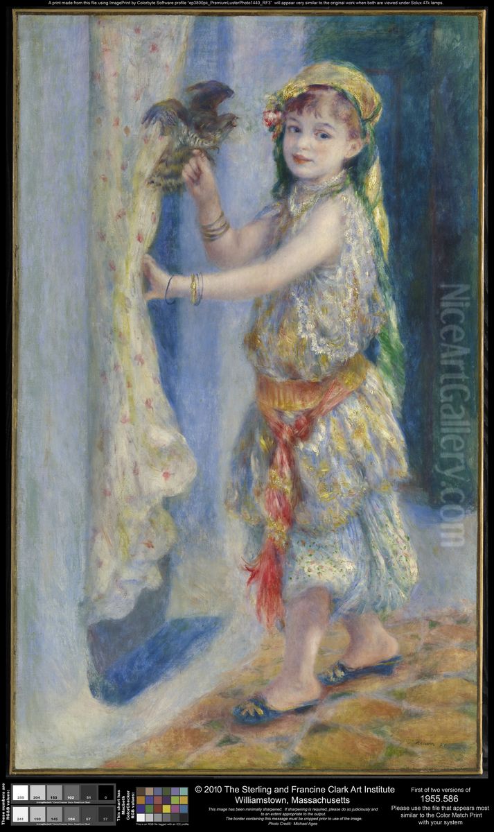 Child with a Bird (Mademoiselle Fleury in Algerian Costume) Oil Painting by Pierre Auguste Renoir