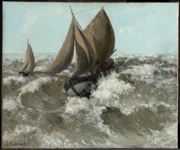 The Sailboat (Seascape) Oil Painting by Gustave Courbet