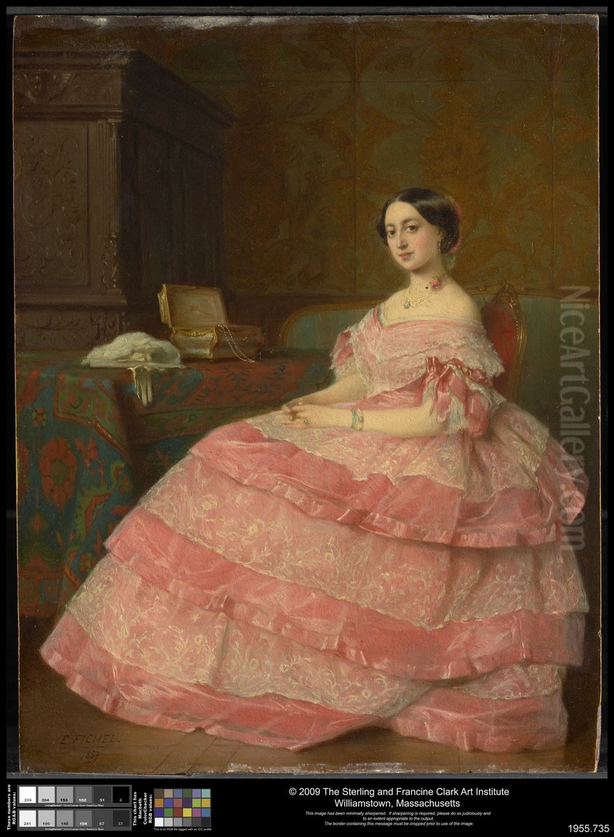 Madame P . . . Oil Painting by Eugene Fichel