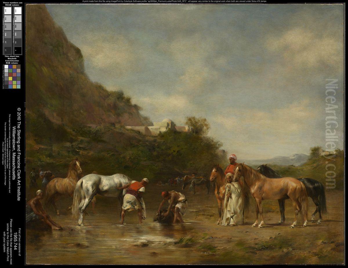 Arabs Watering Their Horses Oil Painting by Eugene Fromentin