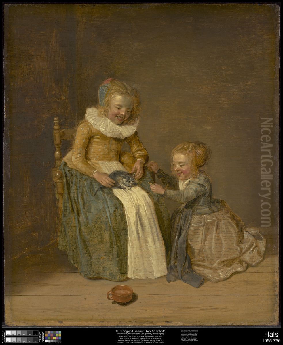Children with a Cat Oil Painting by Dirck Hals