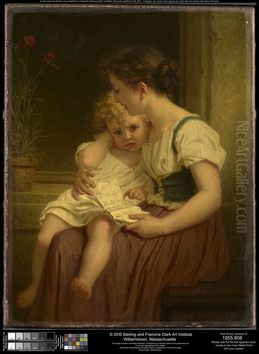 Mother and Child Oil Painting by Hugues Merle Mother and Child Oil Painting by Hugues Merle