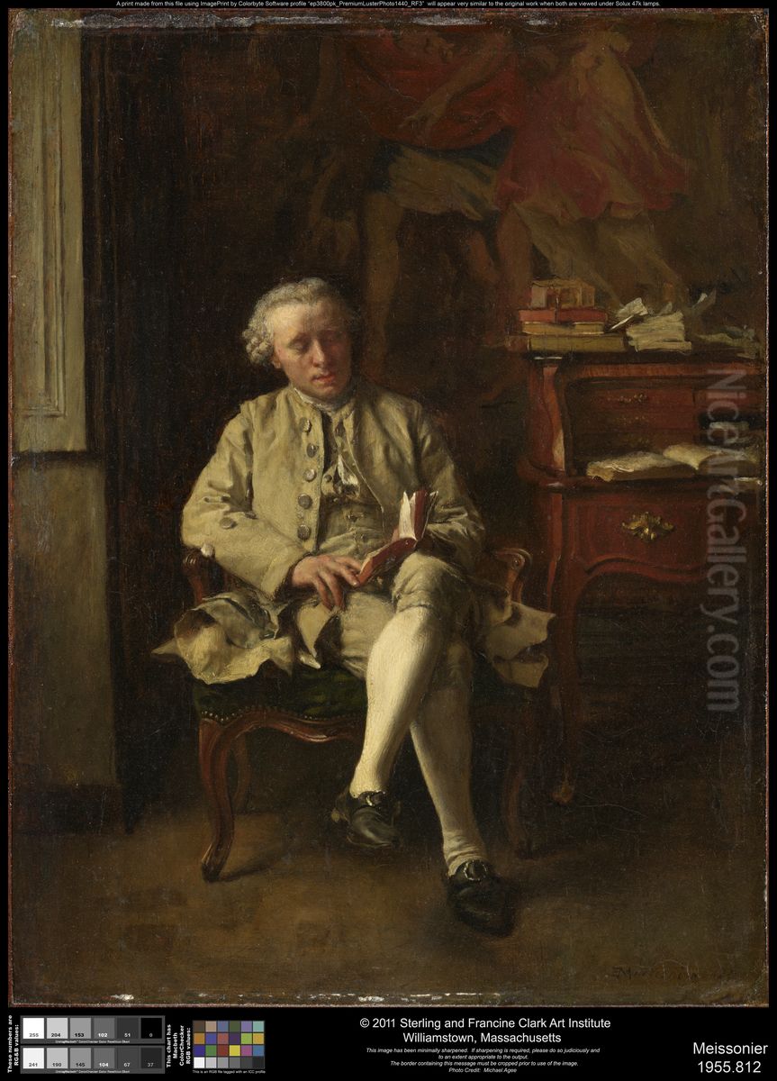 Man Reading Oil Painting by Jean-Louis-Ernest Meissonier
