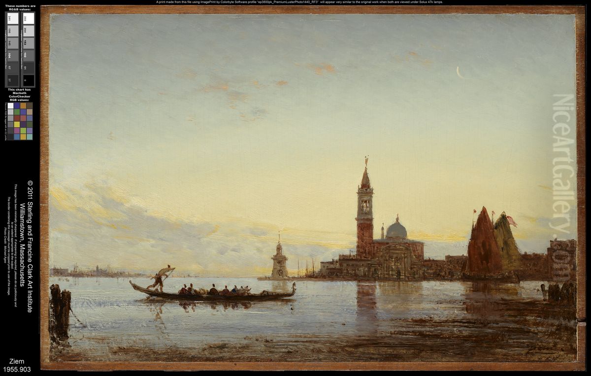 The Grand Canal, Venice (Gondola before San Giorgio) Oil Painting by Felix Ziem