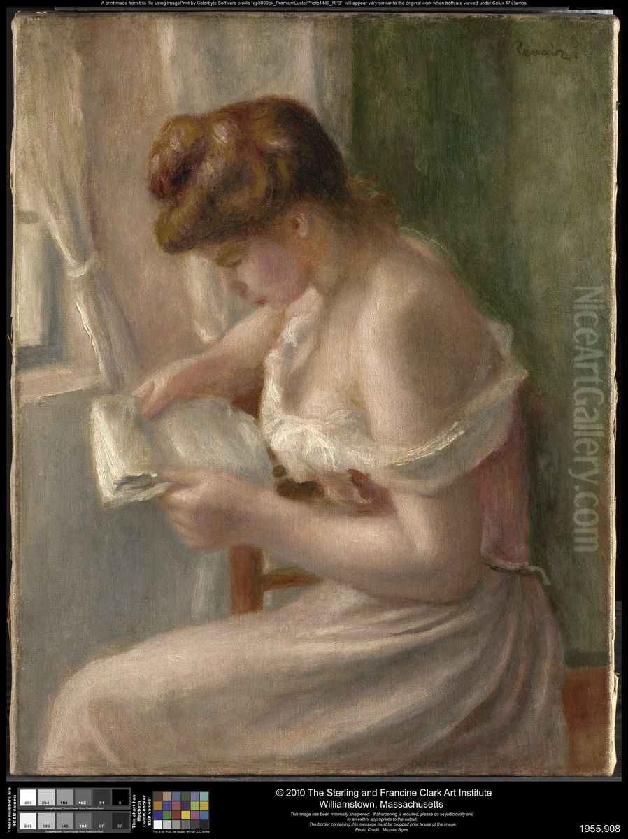 Woman Reading Oil Painting by Pierre Auguste Renoir