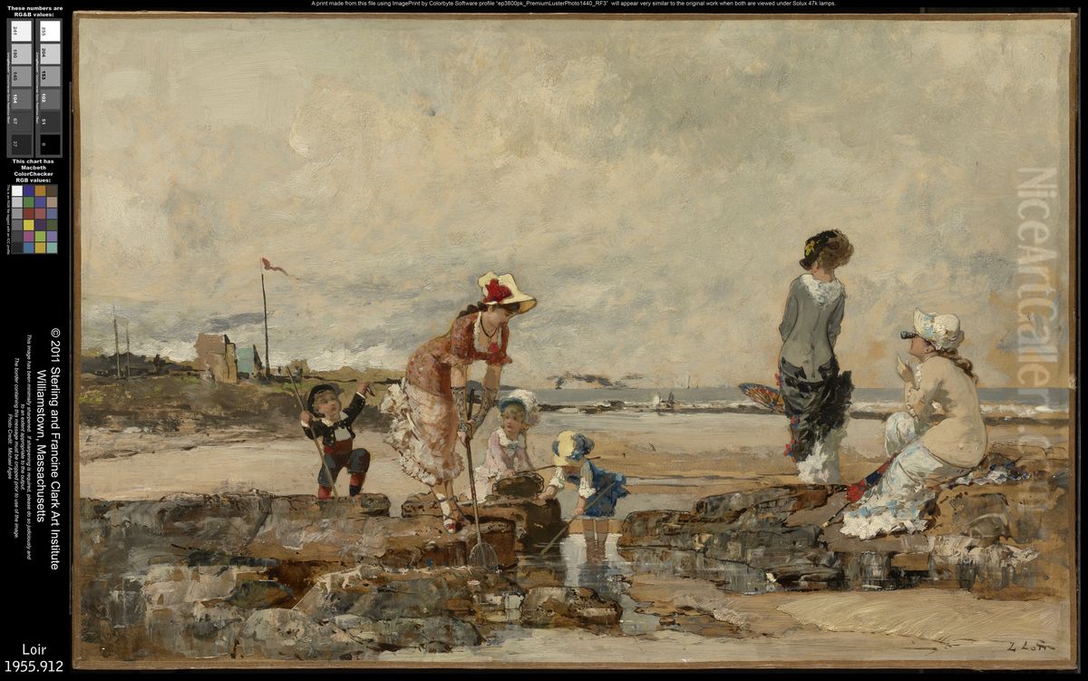 At the Seashore Oil Painting by Francois-Joseph Luigi Loir