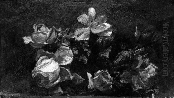 Flowers-Decorative Study Oil Painting by John La Farge