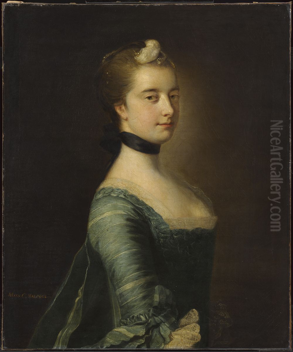 Miss Walpole, Afterwards the Hon. Mrs. Keppel (one of pair) Oil Painting by Francis Cotes