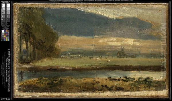 Dedham Church from Flatford Oil Painting by John Constable