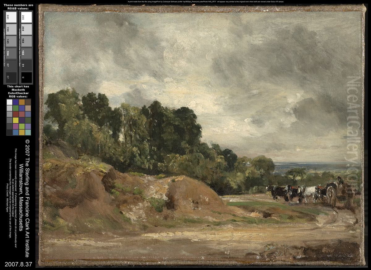 Sandbanks and a Cart and Horses on Hampstead Heath Oil Painting by John Constable
