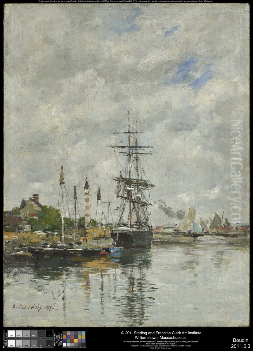 Le Havre, Sailboats in the Port Oil Painting by Eugene Louis Boudin