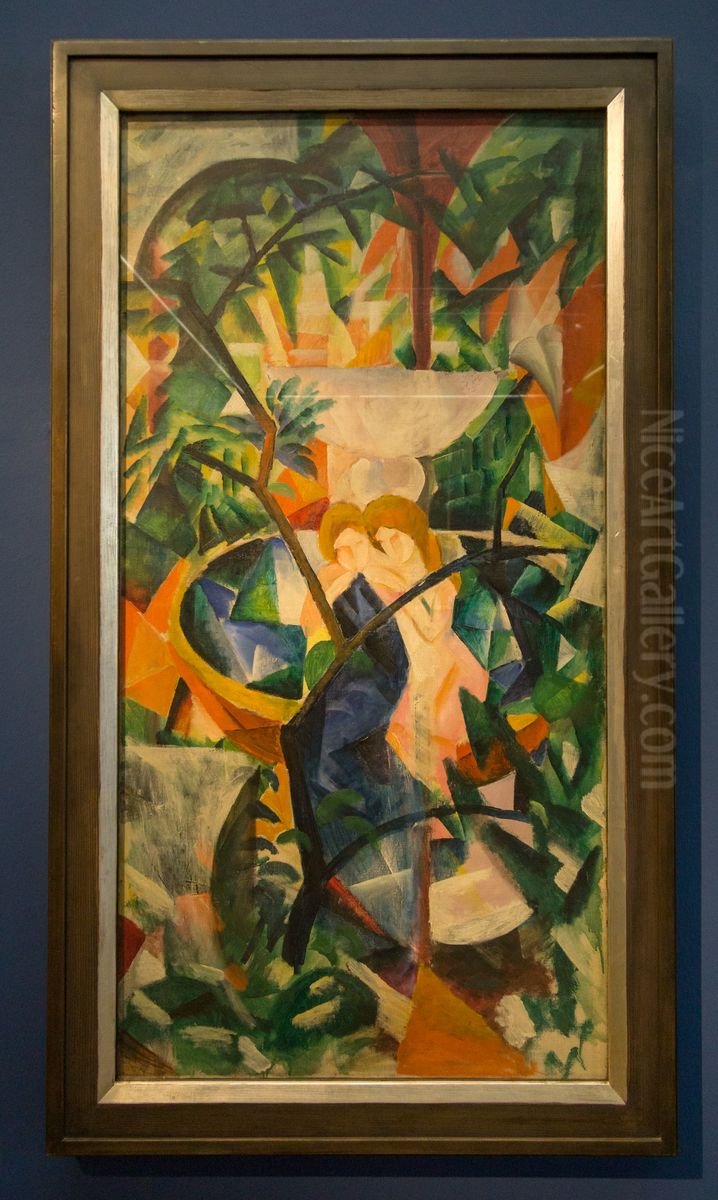 Madchen am Springbrunnen Oil Painting by August Macke