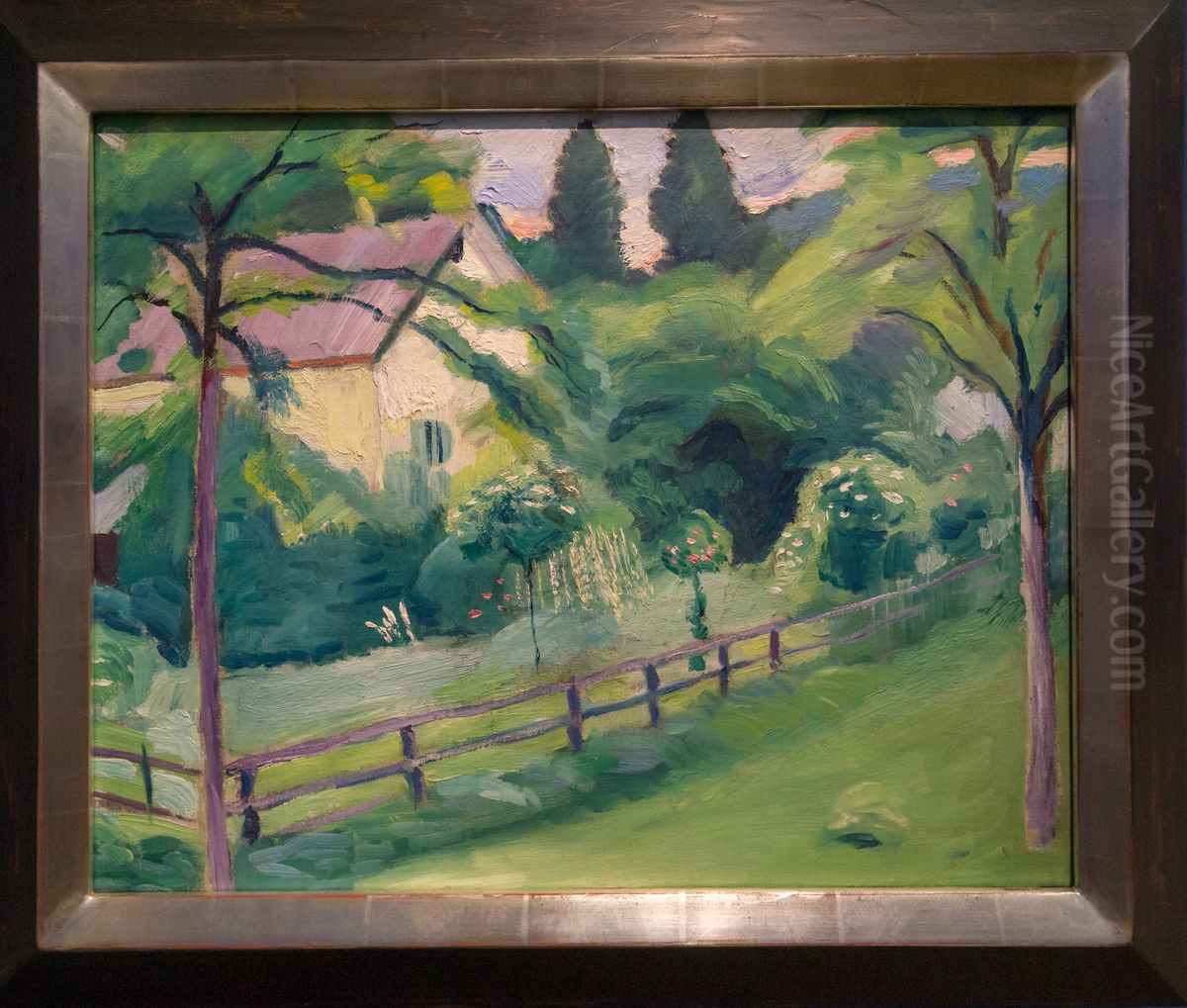 Landhaus mit Garten Oil Painting by August Macke