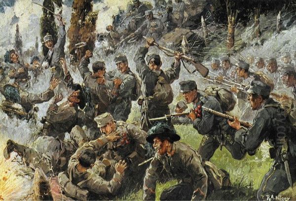 Close combat on the Doberdo Oil Painting by Rudolf Alfred Hoger