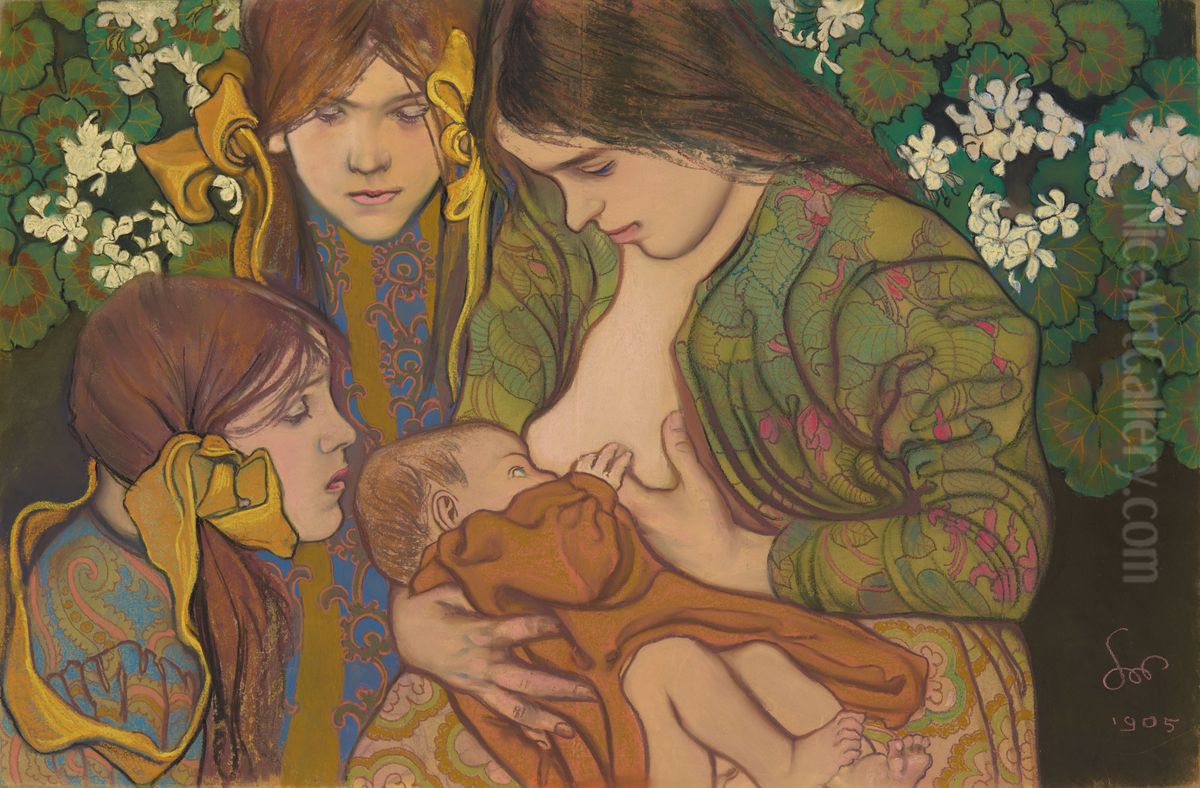 Maternidad Oil Painting by Stanislaw Wyspianski