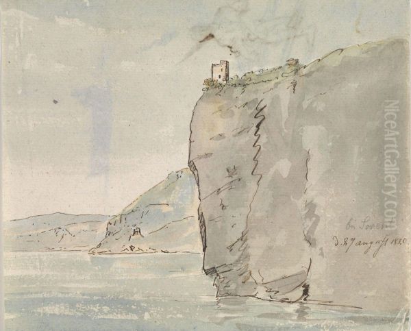 Kystparti ved Sorrento Oil Painting by Johan Wilhelm Ludwig Dahl