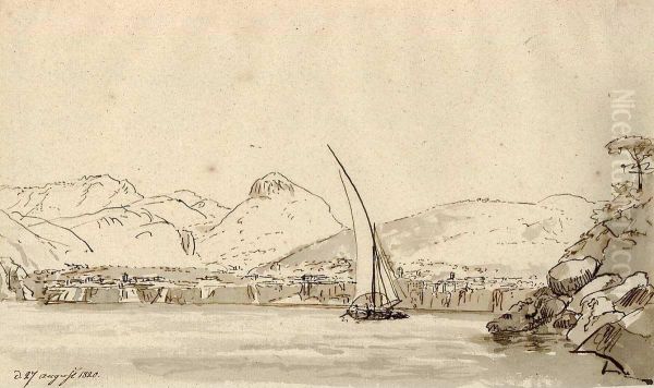 View of the Bay of Naples Oil Painting by Johan Wilhelm Ludwig Dahl