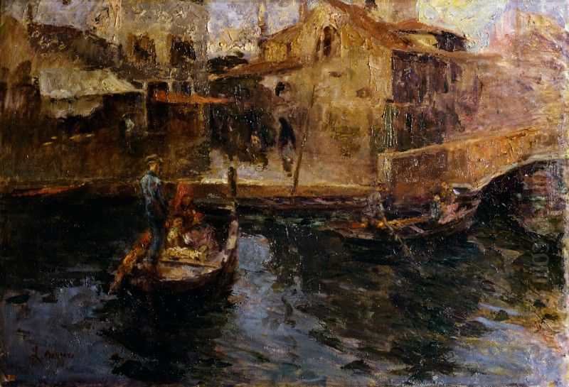 To the Bank Oil Painting by Leonardo Bazzaro