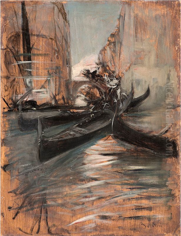 Canale a Venezia Oil Painting by Giovanni Boldini