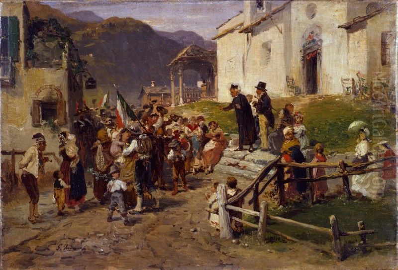 The Volunteers Bid Farewell Oil Painting by Gerolamo Induno The Volunteers Bid Farewell Oil Painting by Gerolamo Induno