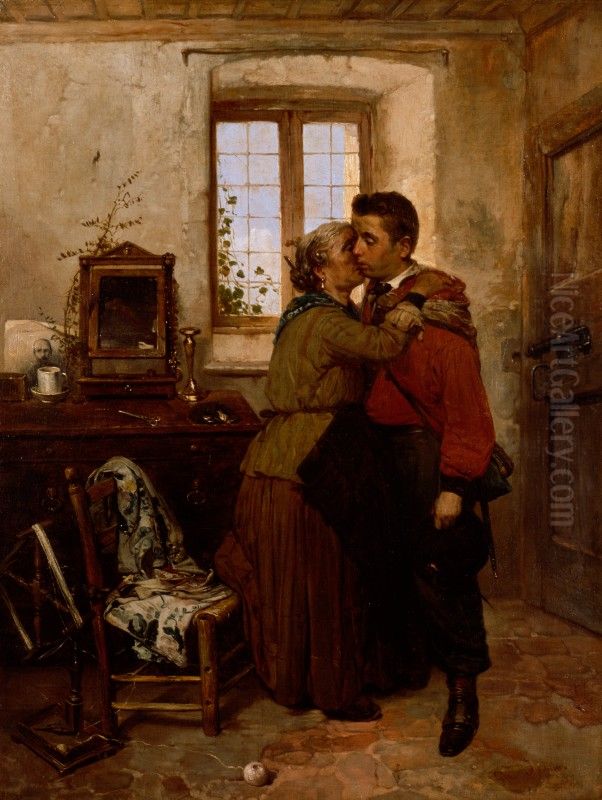 La partenza del garibaldino Oil Painting by Gerolamo Induno