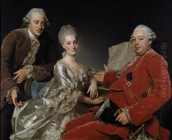 John Jennings Esq., his Brother and Sister-in-Law Oil Painting by Alexander Roslin