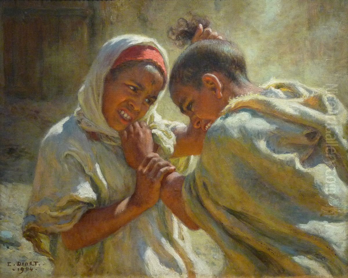 The Quarrel Oil Painting by Nasreddine Dinet