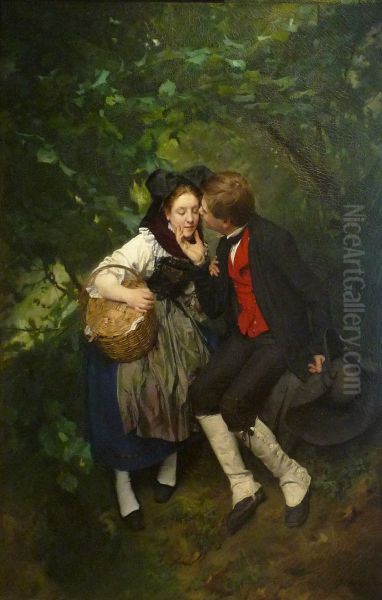 sous la feuillee Oil Painting by Joseph Wencker