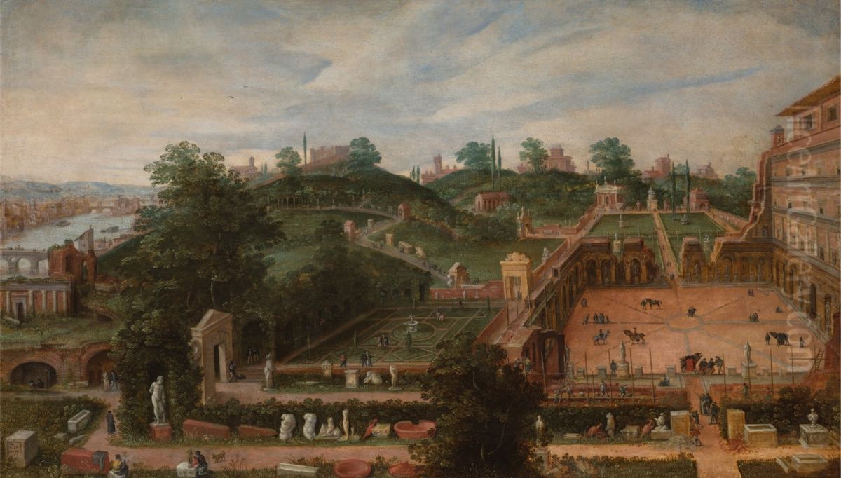 The Sculpture Garden of Cardinal Cesi Oil Painting by Hendrick van Cleve III