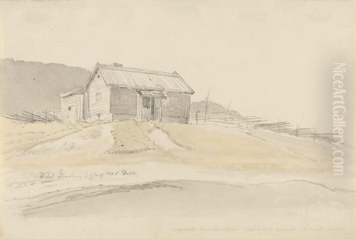 Husmannsplass ved Drammen Oil Painting by Johan Wilhelm Ludwig Dahl