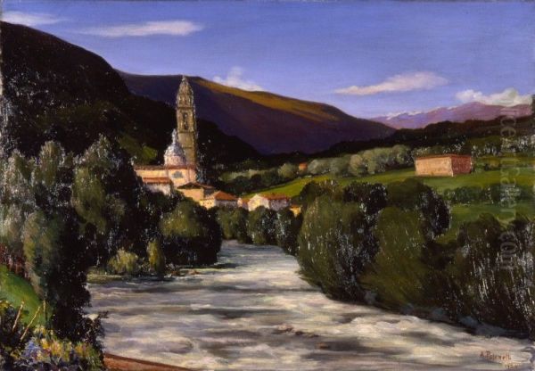 Edolo - Fiume Oglio Oil Painting by Antonio Pasinetti