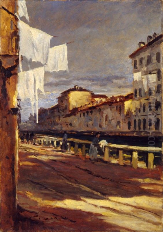 Naviglio Oil Painting by Umberto Ziveri