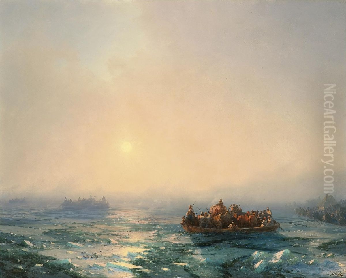 Ice on Dnipro Oil Painting by Ivan Aivazovsky