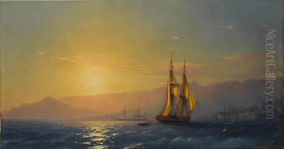 <<Zakat na more>> Oil Painting by Ivan Aivazovsky