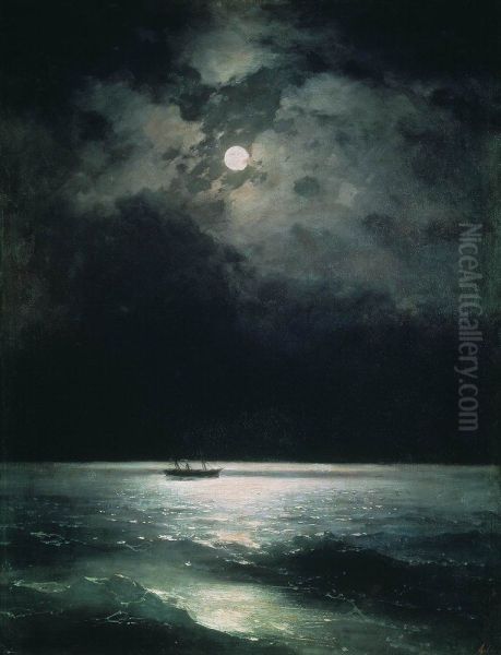 The Black Sea at night Oil Painting by Ivan Aivazovsky