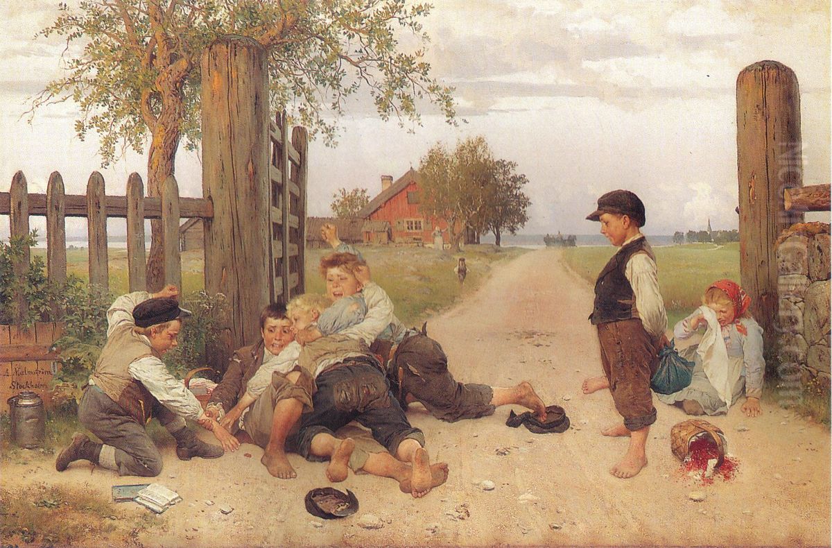 Grindslanten Oil Painting by August Malmstrom