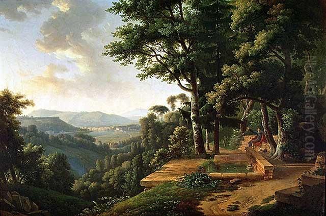 Jean-Jacques Rousseau dans le parc de Rochecardon Oil Painting by Alexandre-Hyacinthe Dunouy