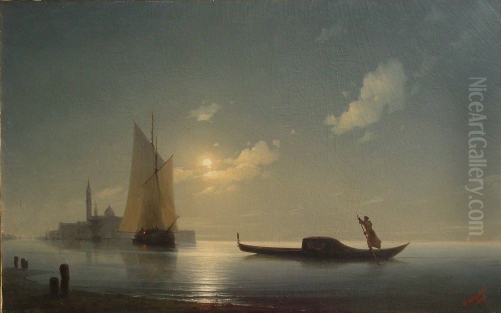 Gondolier on the Sea at Night Oil Painting by Ivan Aivazovsky