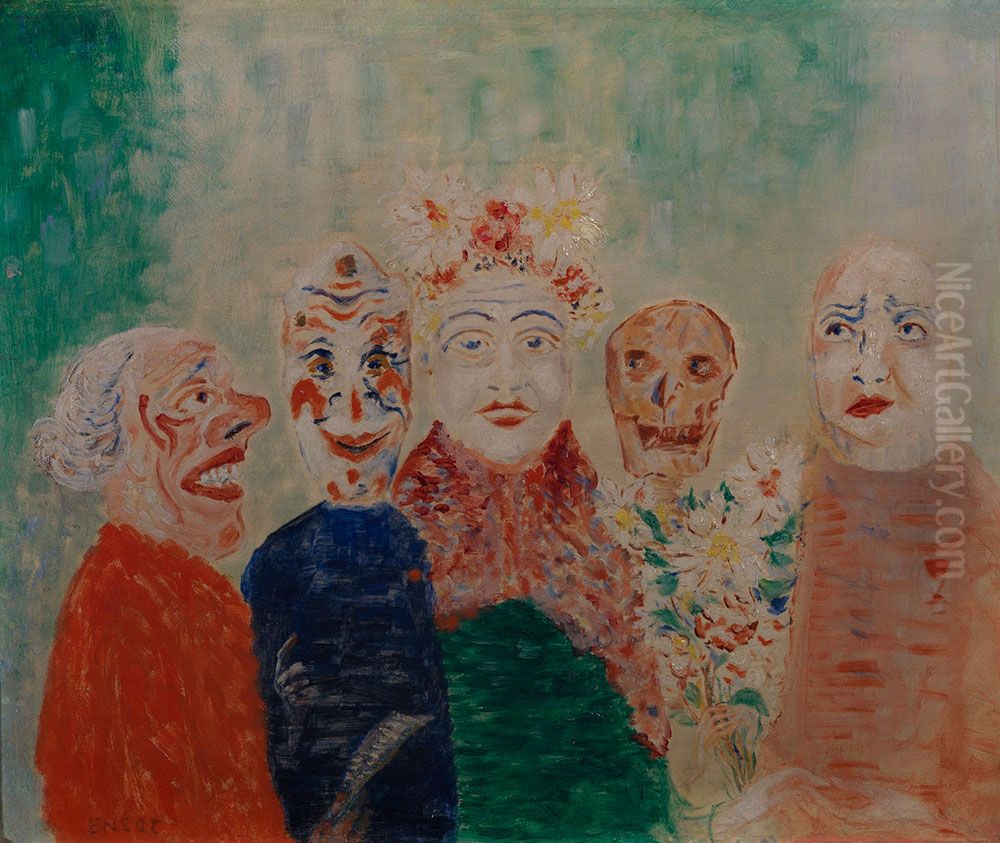 Mariage des Masques Oil Painting by James Ensor