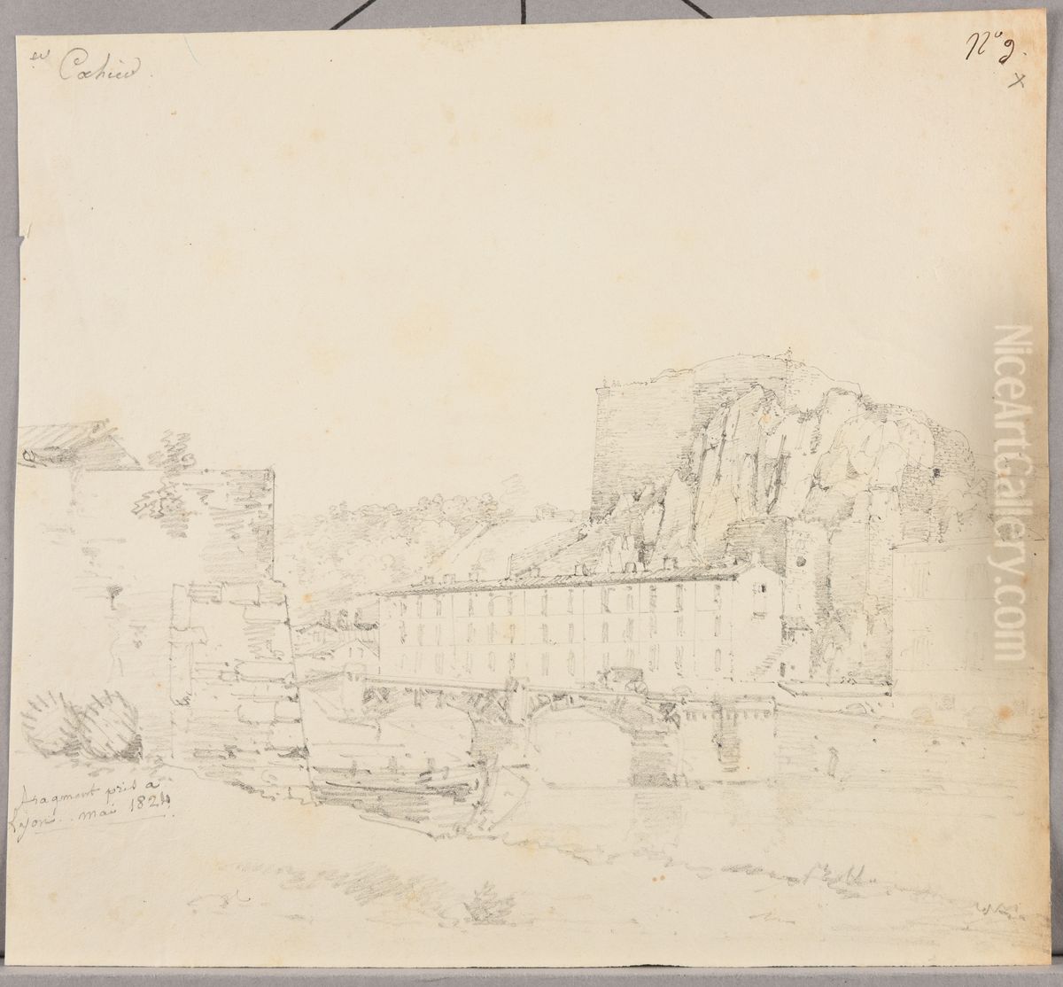 Vue des quais et portion de remparts a Lyon Oil Painting by Jacques Raymond Brascassat